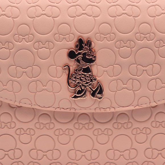 Loungefly Disney Minnie Mouse Embossed Blush Pink  Crossbody Bag Purse New - Picture 7 of 8